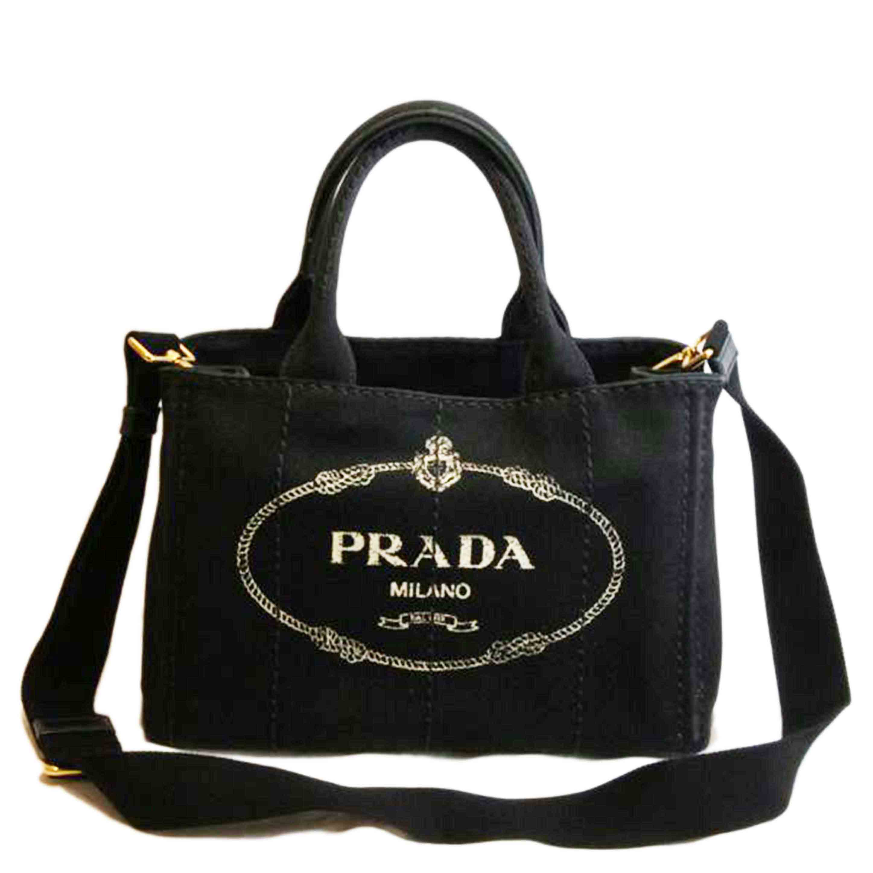 PRADA プラダ/ミニカナパキャンバスブラック2WAY/204/AB位置づける/92【中古】