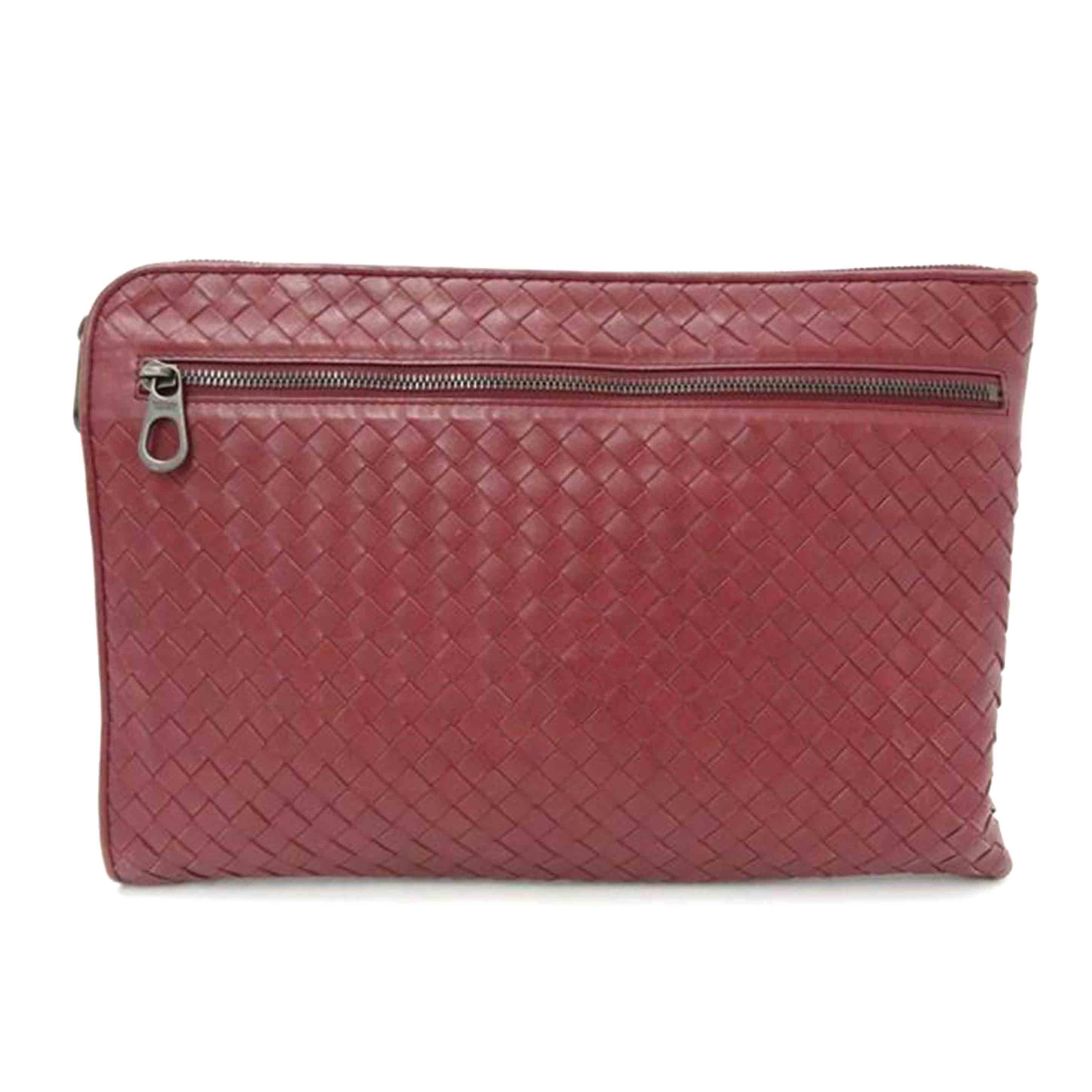 BOTTEGA VENETA ボッテガヴェネタ/イントレチャートクラッチバッグ/ぶどう酒赤いこと/B序列付ける/69【中古】
