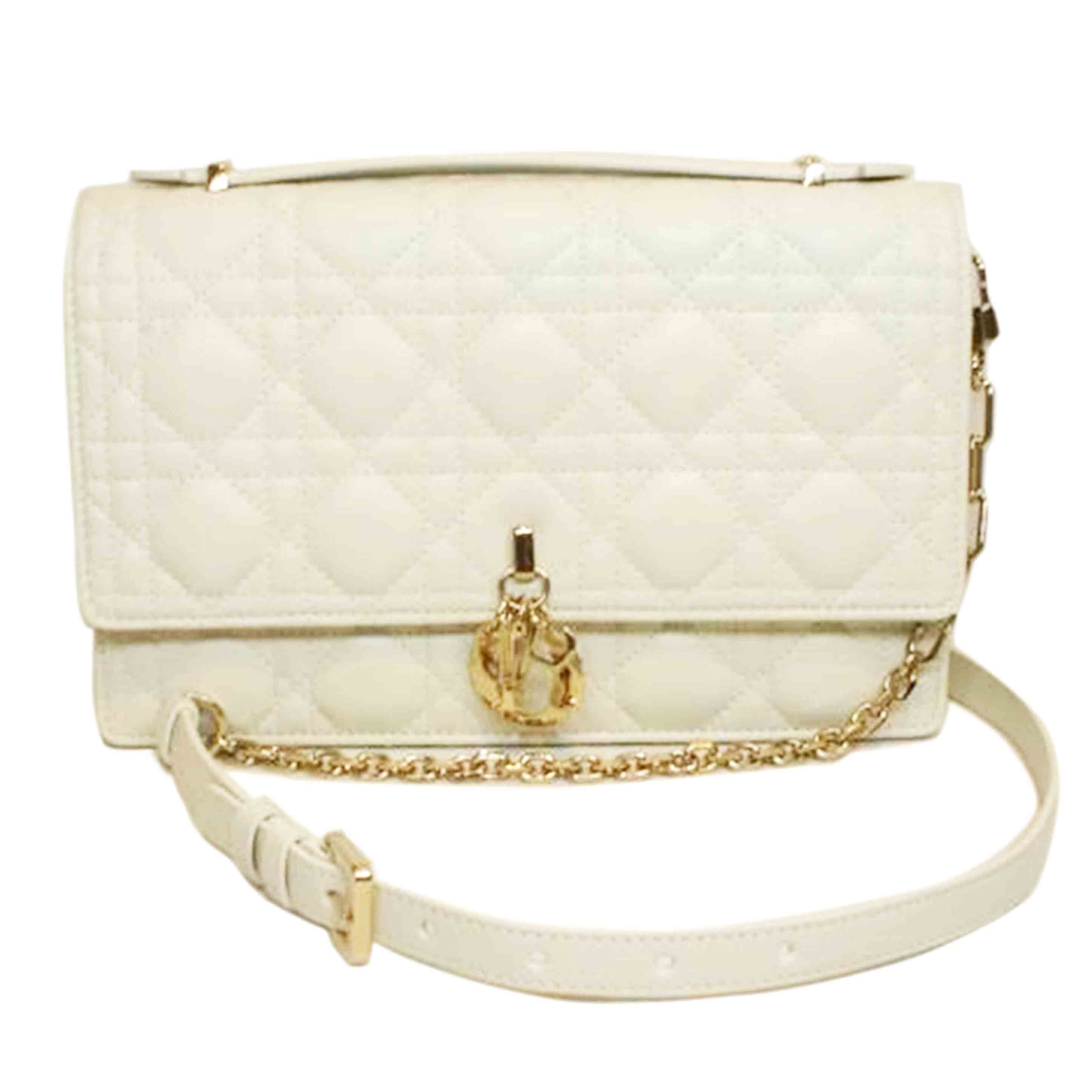 Christian Dior ディオール/MY DIOR トップハンドルカナージュホワイトラムスキン/SA価値づける/92【中古】