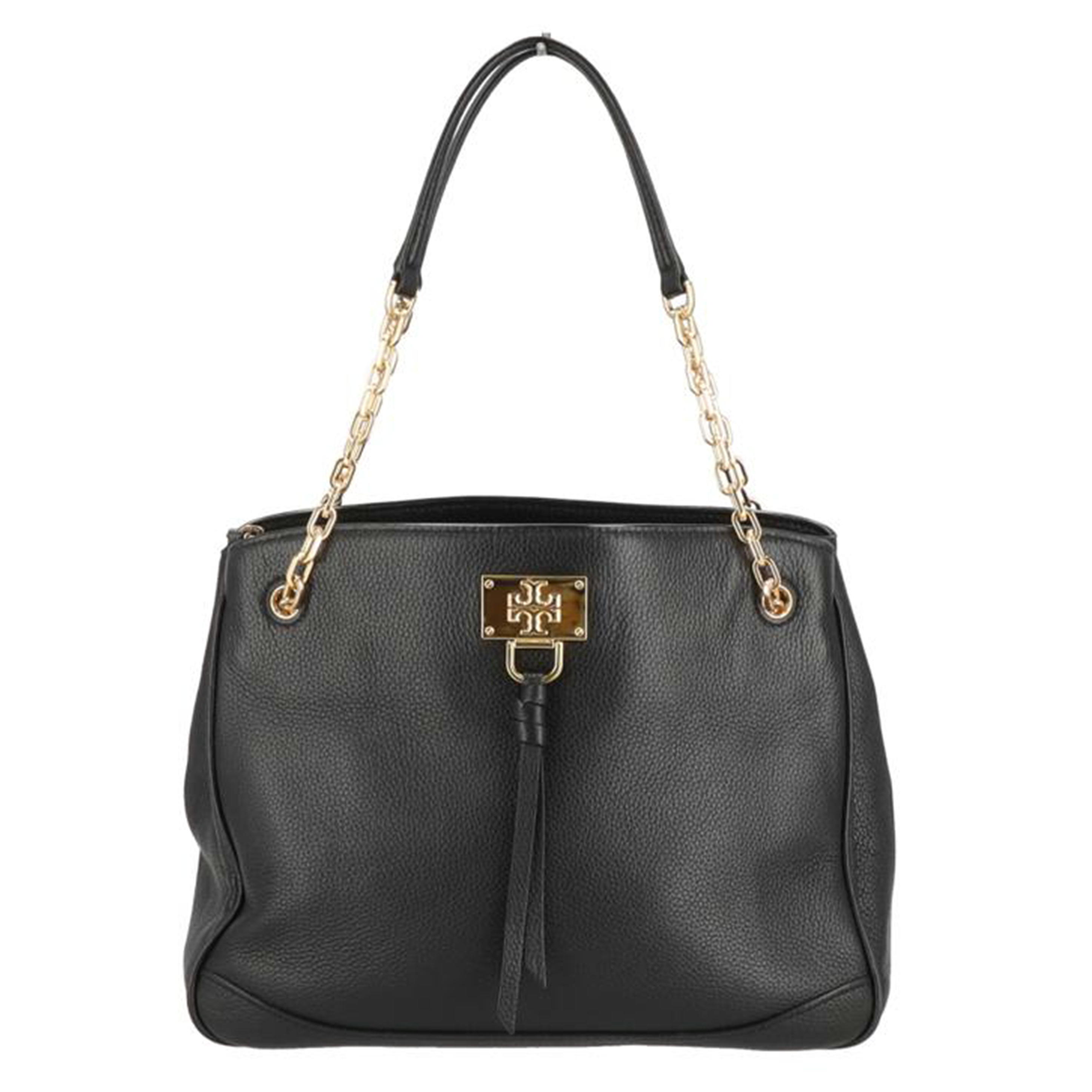 TORY BURCH トリーバーチ/レザーチェーントートバッグ/黒いこと/AB序列付ける/18【中古】
