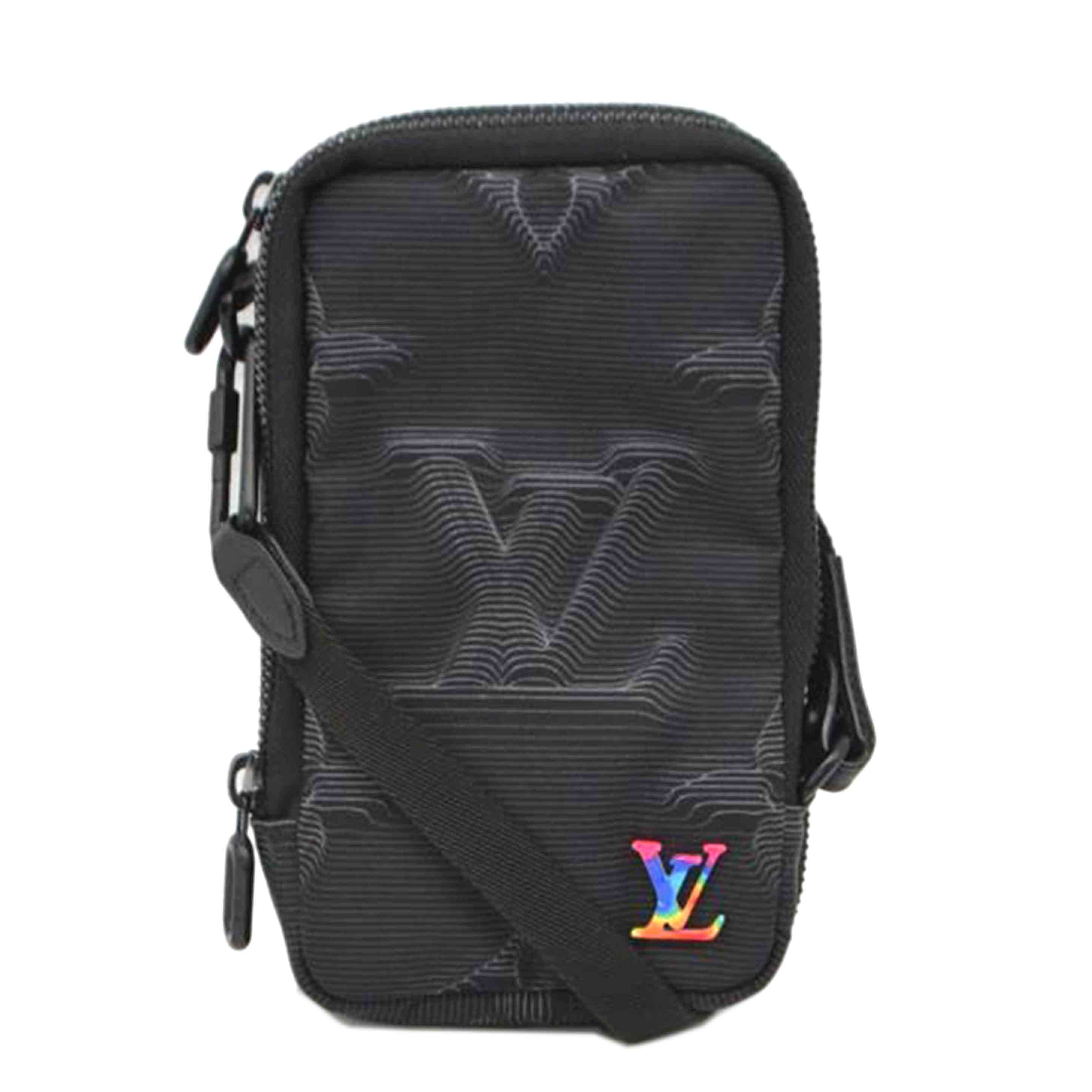LOUIS VUITTON ルイ･ヴィトン/ダブル･電話機 合財袋/3Dモノグラム/ノワール/M80141/RFI****/A序列付ける/89【中古】
