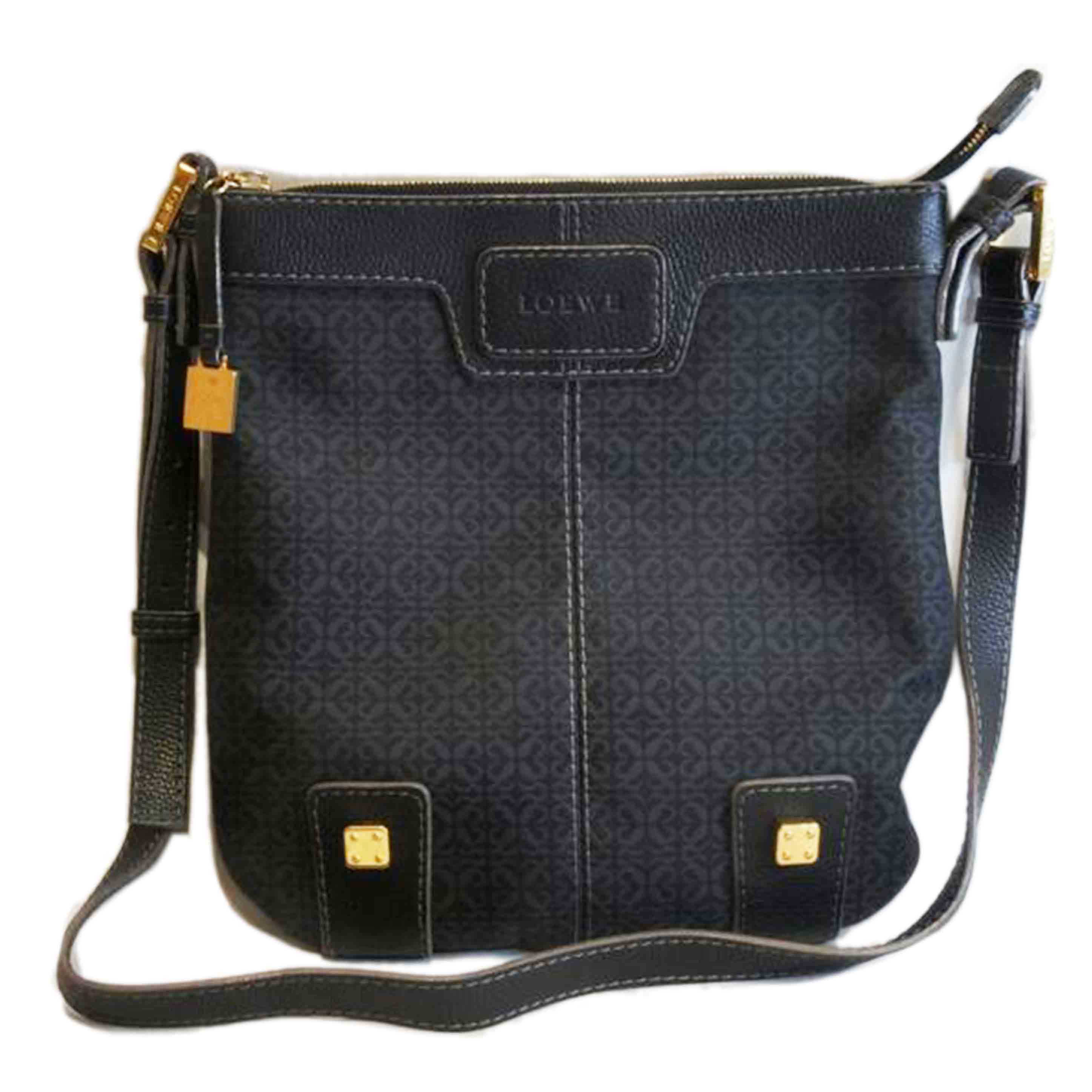 LOEWE/アナグラム総柄ナイロンショルダーブラック/Aランク/92【中古】｜ワンダーレックス 店