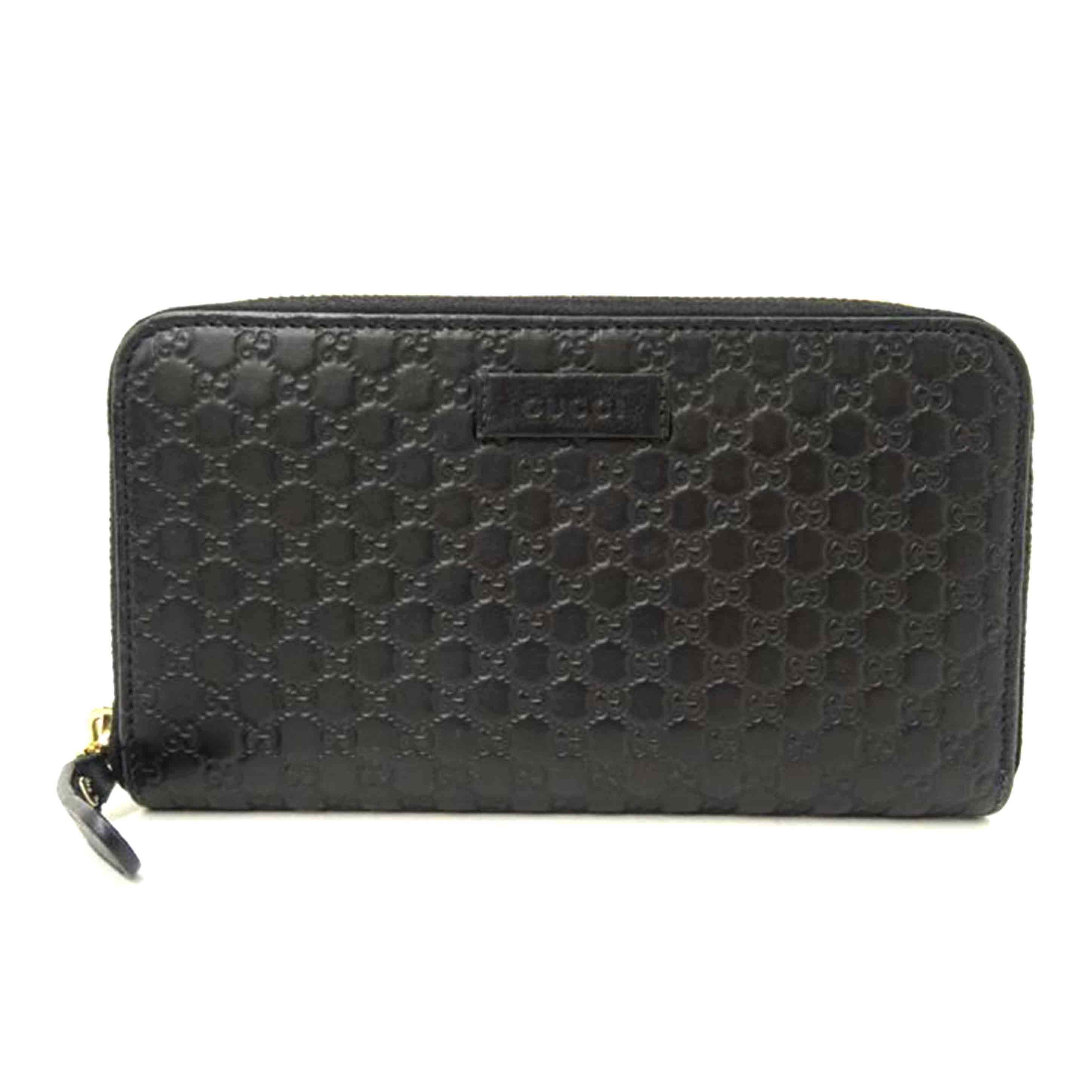 GUCCI グッチ/グッチシマラウンドファスナー長金入れ/黒いこと/449391/203***/AB位置づける/69【中古】