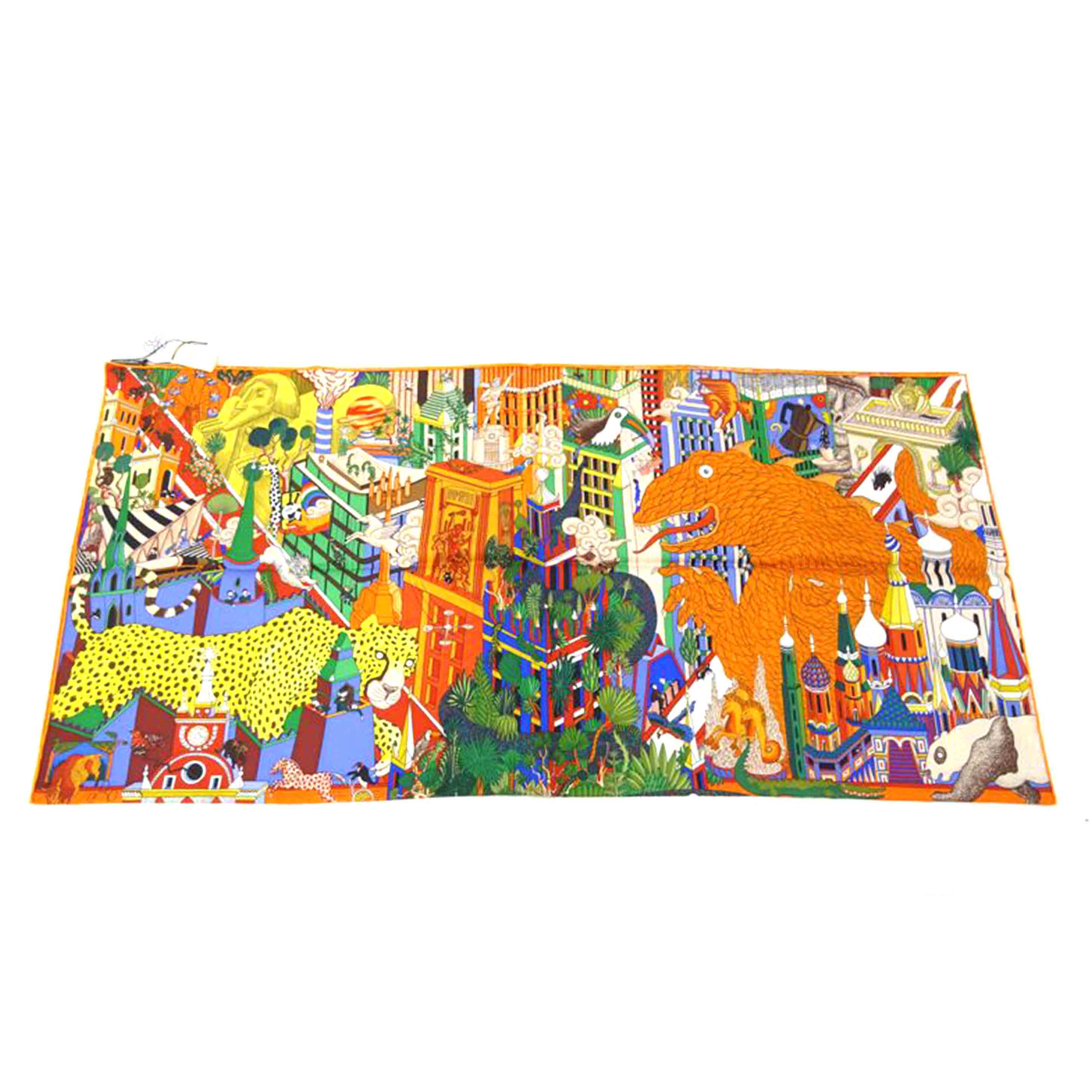 HERMES エルメス/カレ90/アニマポリス/オレンジ色/S価値づける/69【中古】