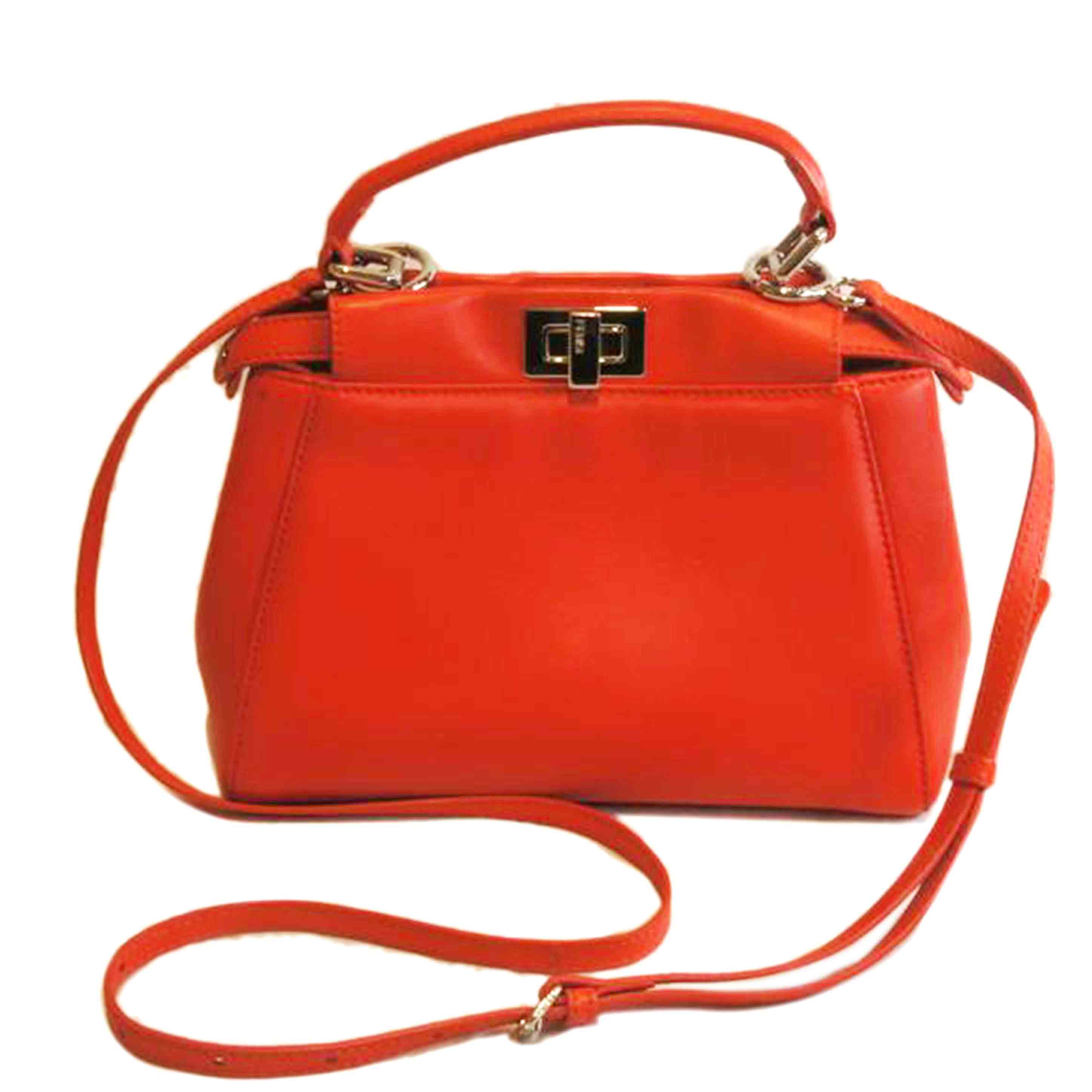 FENDI フェンディ/ピーカブーミニレッドSV金具/A位置づける/92【中古】