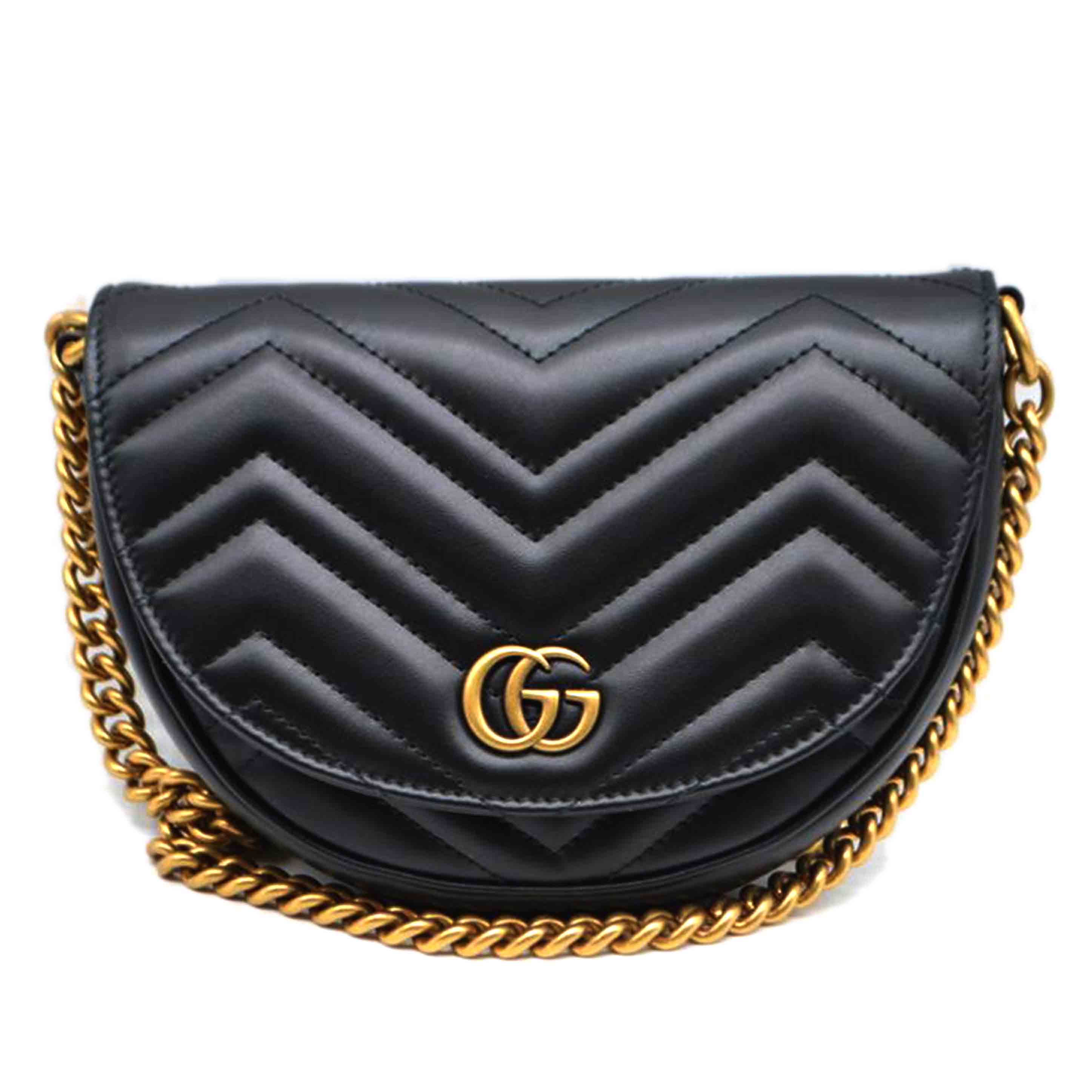 GUCCI グッチ/GGマーモントハーフムーンチェーンレザーショルダー/746431/525***/SA位置づける/89【中古】