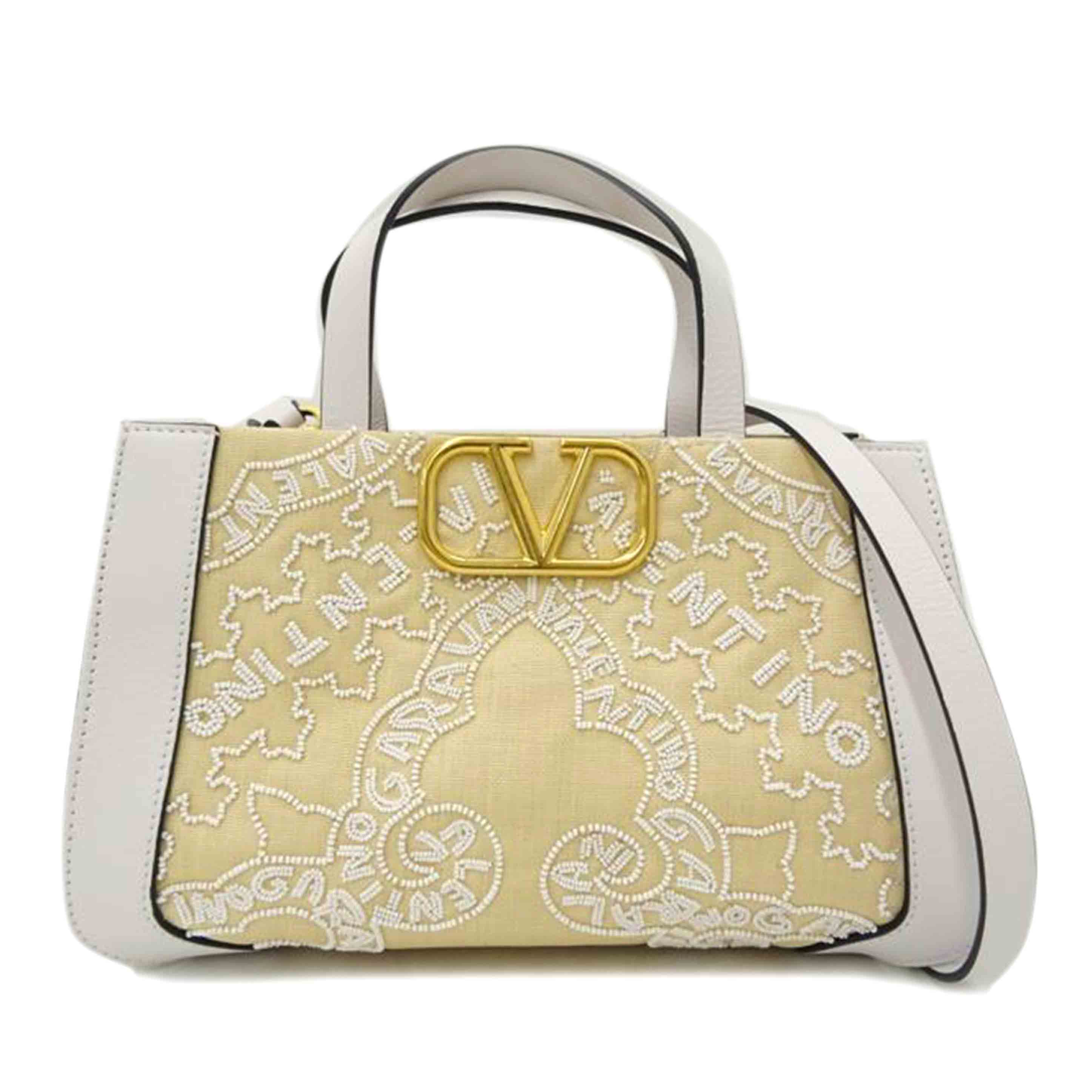 VALENTINO ヴァレンティノ/2wayハンド/キャンバスビーズ/ベージュ /Aランク/69【中古】|ワンダーレックス 店