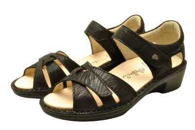 足のトラブル対応 finncomfort フィンコンフォート 踵付きサンダル 82692 MADURAI-S マデュライソフト ネロプリント クッションインソール仕様 外反母趾・扁平足対応