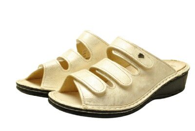 フィンコンフォート Finn Comfort ミュールサンダル PISA ピサ 2501 ゴールドプリント 外反母趾 扁平足 開張足 タコ 魚の目対応 お家時間　室内履き　つっかけ　ミュール