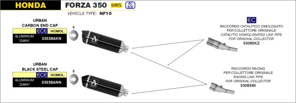 アロースクーターアーバンアルミニウムダークサイレンサー、カーボンエンドキャップ、エ | 53538AKN