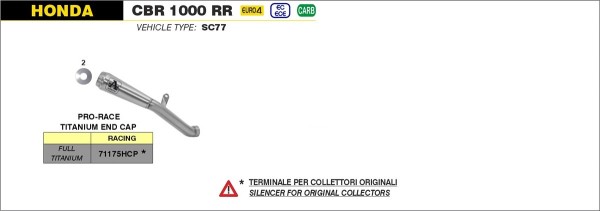ARROW / アロー HONDA CBR 1000 RR/SP PRO RACE サイレンサー + ウェルデッド チタン リンクパイプ + DBキ | 71175HCP