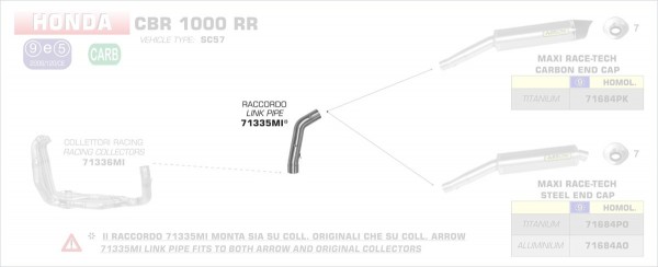ARROW / アロー HONDA CBR 1000 RR '06 ステンレスミッドパイプ | 71335MI
