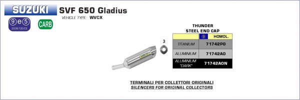 ARROW / アロー SUZUKI GLADIUS 650 '09 Eマーク証 アルミダークサンダー サイレンサー | 71742AON