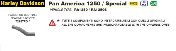 Arrow / アロー H.D.1250 PAN AMERICA '20/22 レーシングステンレスリンクパイプ | 72187PD