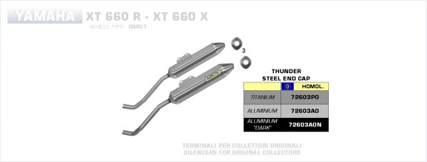 Arrow Street Thunderが承認したアルミニウムダークサイレンサー（右と左）、E9ホモログ付き | 72603AON