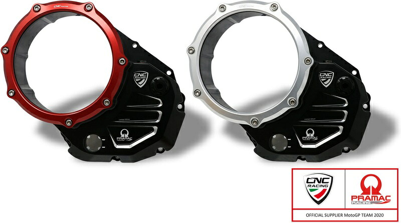CNC Racing / シーエヌシーレーシング クリアカバー オイルバスクラッチ Ducati Pramac Racing リミテッドエディション ブラック/シルバー | CA502BSPR