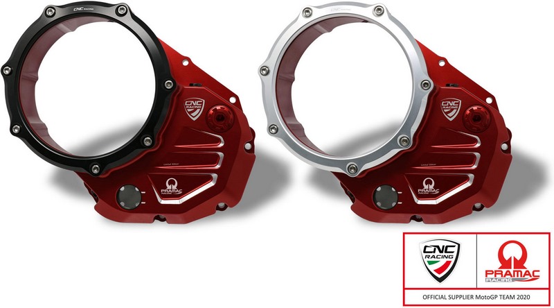 CNC Racing / シーエヌシーレーシング クリアカバー オイルバスクラッチ Ducati Pramac Racing リミテッドエディション レッド/シルバー | CA503RSPR