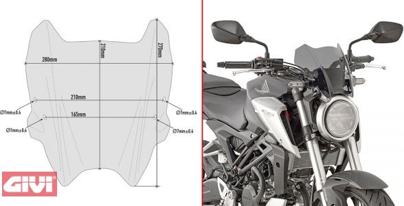 Givi / ジビ ティンテッド ウインドスクリーン 210 mm（高さ） 280 mm（幅） | A1164G