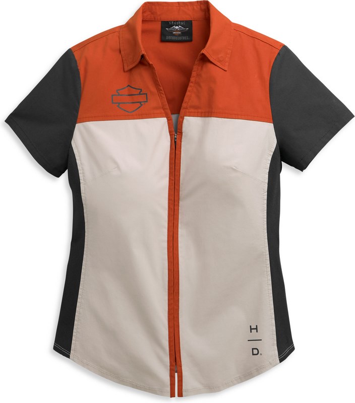 Harley-Davidson Horizon Logo Colorblock Zip Front Shirt For Women- Colorblock-Design | 96395-21VW