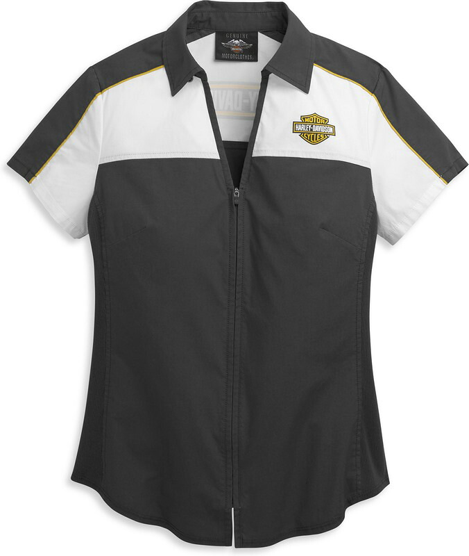 Harley-Davidson Bar & Shield Zip Front Shirt For Women- Colorblock-Design | 96379-21VW