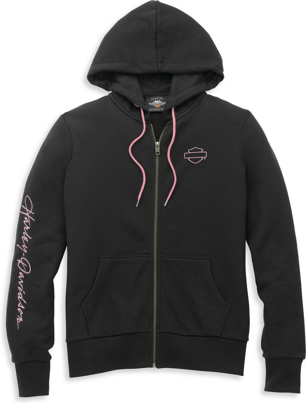 Harley-Davidson Script Font Zip Front Hoodie For Women- Black Beauty | 96091-22VW