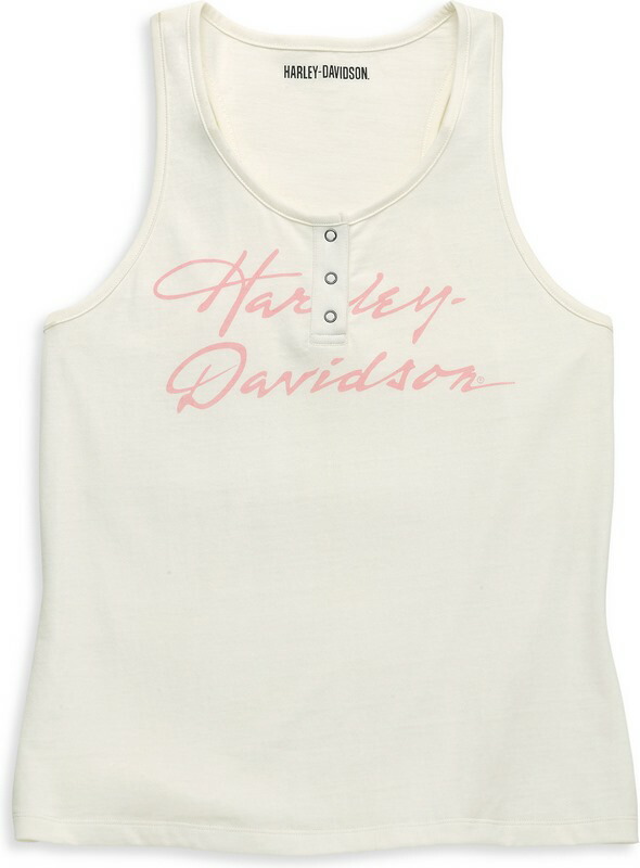 Harley-Davidson Script Font Henley Racerback Tank For Women- Coconut | 96097-22VW|ワンダーテック