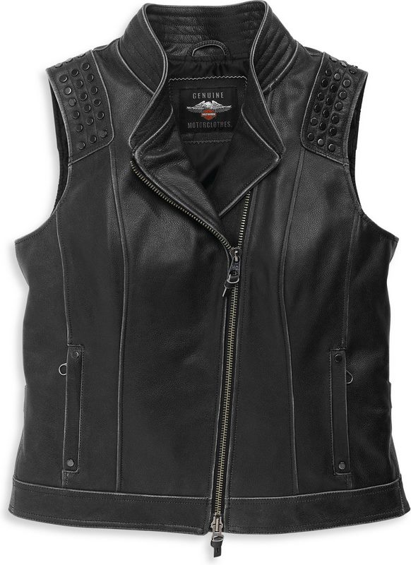 Gilet En Cuir Clouté Electra Harley-Davidson 97005-22VW - Taille XS Femme, Neuf Véritable Cuir De Vache