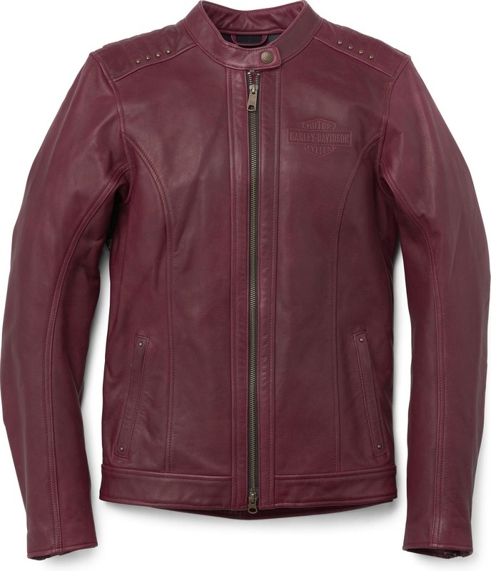 Harley-Davidson Women'S Electra Mandarin Collar Studded Leather Jacket- Port Royale | 97003-22EW