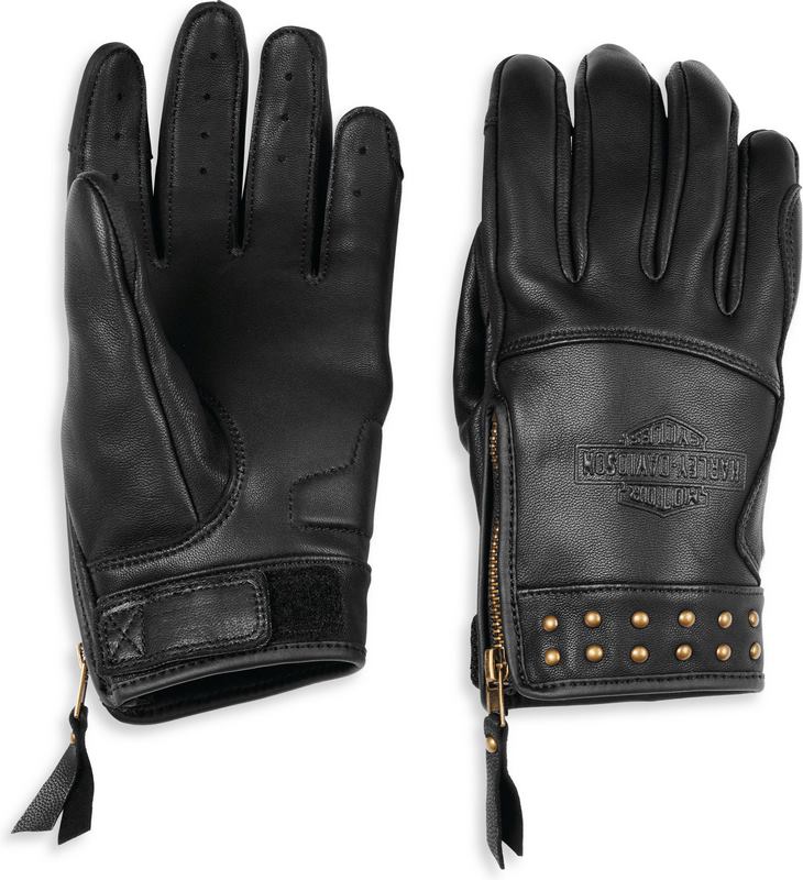 Harley-Davidson Electra Full Finger Studded Leather Glove For Women- Black | 97116-22VW|ワンダーテック
