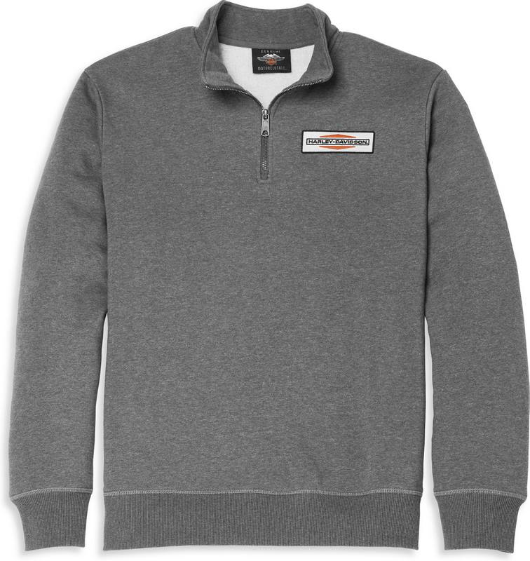 Harley-Davidson Men'S Stacked Logo 1/4-Zip Mockneck- Blackened Pearl Heather | 96126-22VM