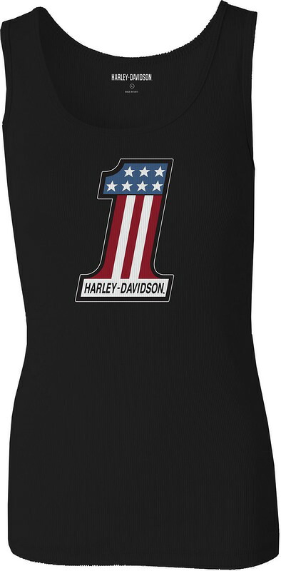 Harley-Davidson Women\'S Ultra Classic #1 Race Ribbed Tank- Black Beauty 2 | 99108-22VW