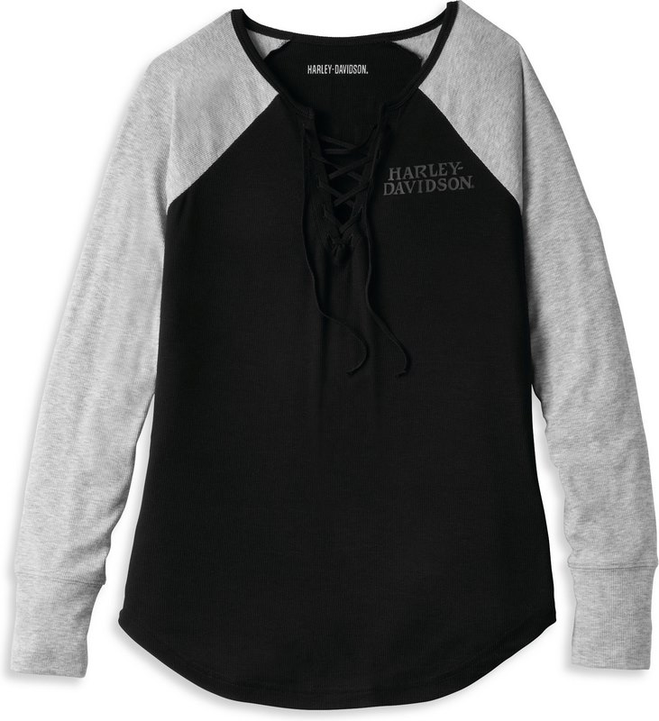 Harley-Davidson Willie G Skull Laced Front Henley For Women- Black Beauty | 96252-22VW｜ワンダーテック 17,856円