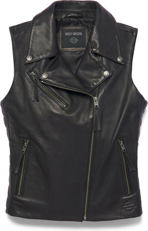 Harley-Davidson Women'S Electric Leather Vest- Black Beauty 2 | 97040-22VW