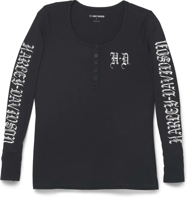 Harley-Davidson Timeless Cover Band Henley For Women- Black Beauty 2 | 96433-22VW｜ワンダーテック