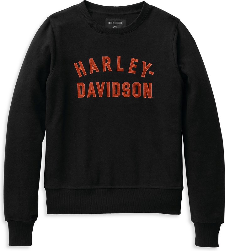 Harley-Davidson Women'S Essence Applique' Crewneck Pullover- Black Beauty 2 | 99117-22VW｜ワンダーテック