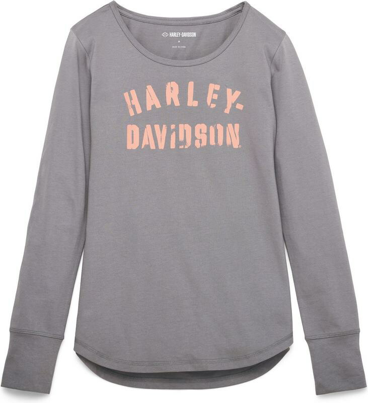 Harley-Davidson Women'S Stencil Long Sleeve Knit Top- Granite Grey | 96447-22VW