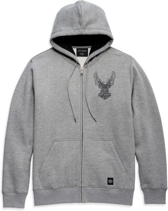 Harley-Davidson Men'S Road Captain Zip-Up Hoodie- Grey Heather | 96009-23VM
