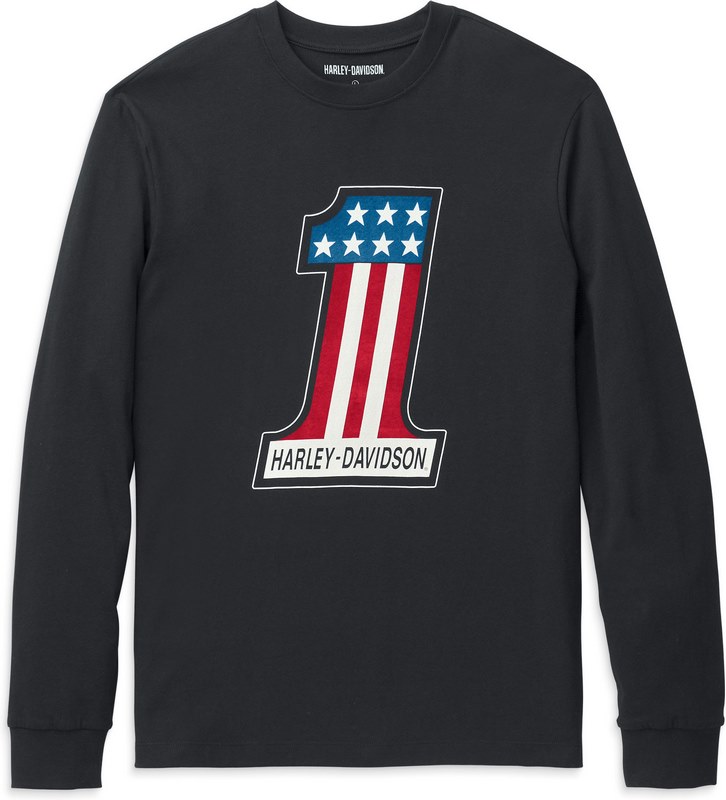 Harley-Davidson Men'S #1 Race Graphic Long Sleeve Tee- Black | 99131-22VM