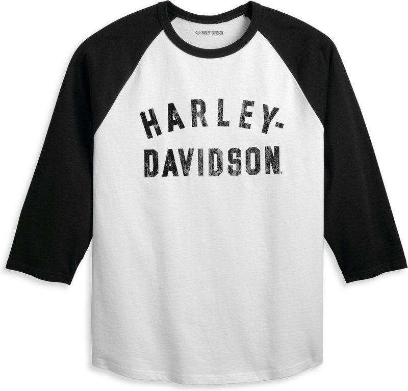 Harley-Davidson Men'S Staple 3/4 Raglan- Colorblock-Design-Bright White | 96077-23VM 16,502円