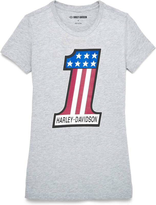 Harley-Davidson Women'S #1 Race Graphic Tee- Heather Medium Grey | 99150-22VW
