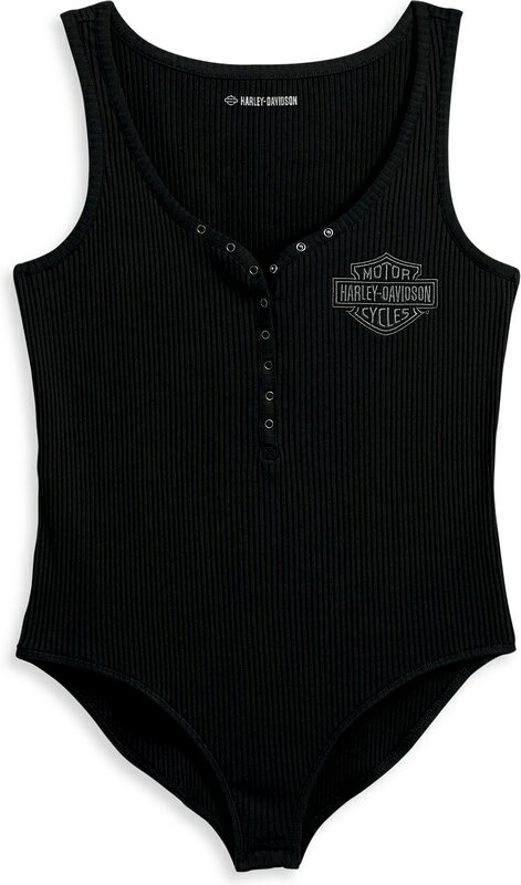 Harley-Davidson Women'S Iron Bond Henley Bodysuit- Black Beauty | 96214-23VW｜ワンダーテック