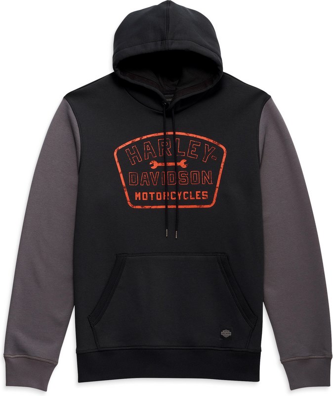 Harley-Davidson Men'S Wrench Crew Hoodie- Colorblock-Design-Black Beauty | 96012-23VM|ワンダーテック