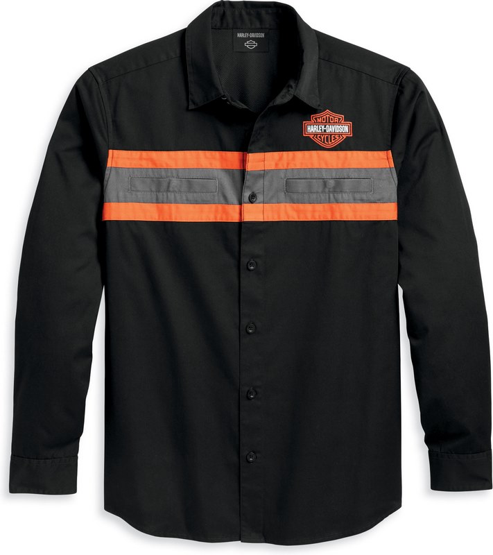 Harley-Davidson Shirt-Woven- Colorblock-Design-Black Beauty | 96127-23VM