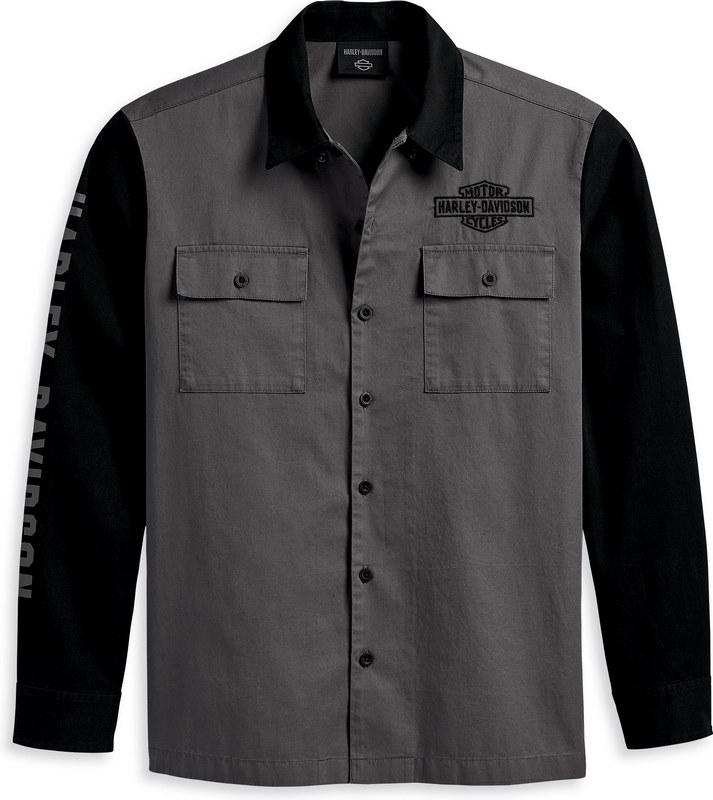 Harley-Davidson Men'S Mechanic Shirt- Colorblock-Design-Blackened Pearl | 96135-23VM