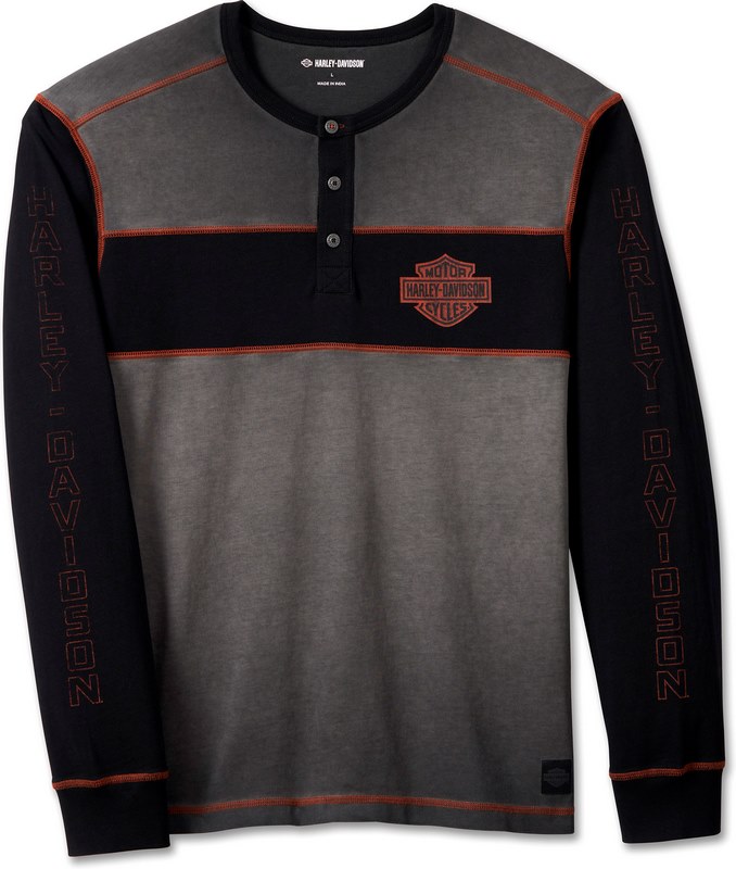 Harley-Davidson Henley-Knit- Colorblock-Design-Light Grey | 99002-23VM｜ワンダーテック