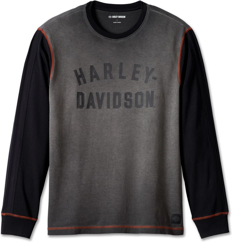 Harley-Davidson Men'S Iron Bond Longsleeve- Colorblock-Design-Light Grey | 99003-23VM|ワンダーテック