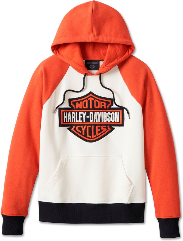 Harley-Davidson Custom Colorblock Bar & Shield Pullover Hoodie For Women- Block Design/Vintage Orange | 99009-23VW｜ワンダーテック
