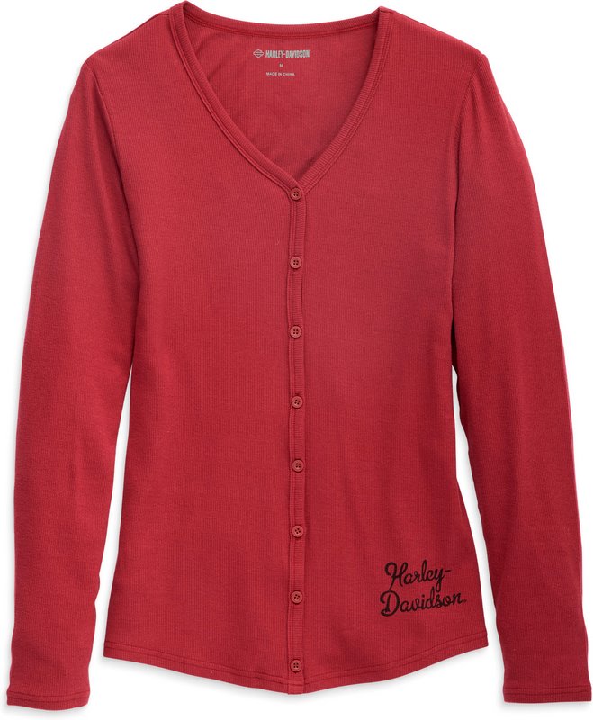 Harley-Davidson Henley-Knit- Tibetan Red | 96248-23VW｜ワンダーテック