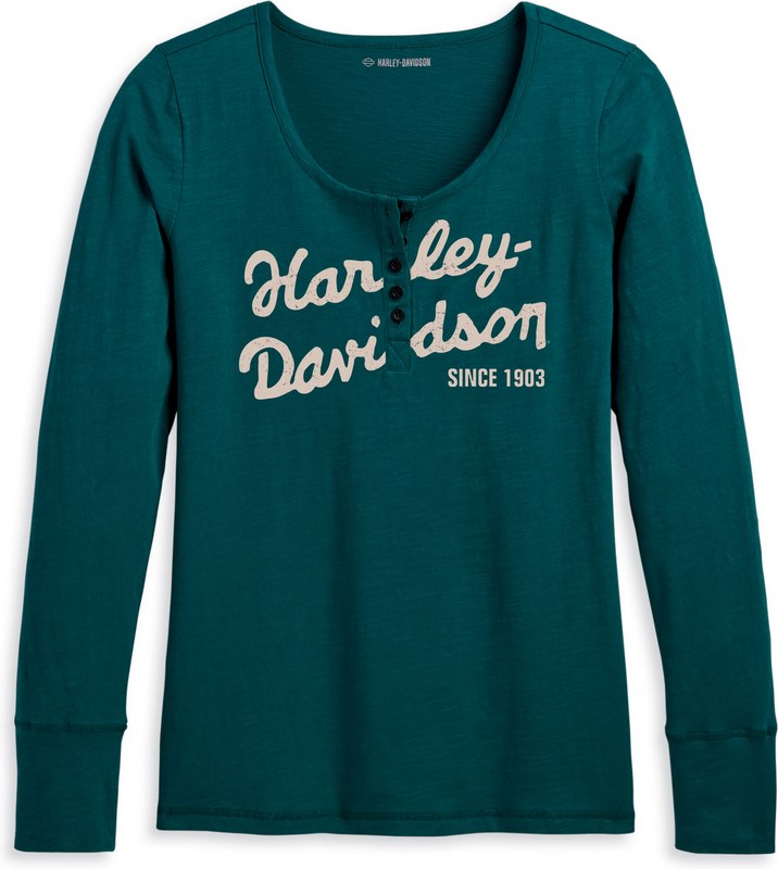Harley-Davidson Henley-Knit- Deep Teal | 96243-23VW