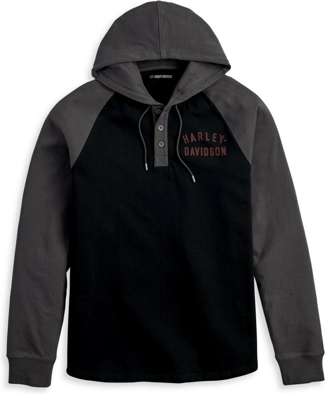 Harley-Davidson Henley-Knit- Colorblock-Design-Black Beauty | 96327-23VM